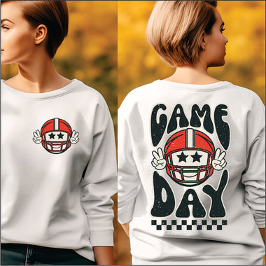 Game Day Football Team Colors Red front and back Transfer