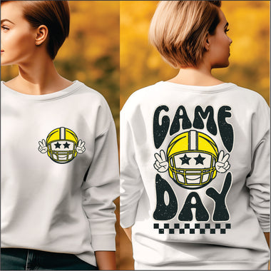 Game Day Football Team Colors Yellow front and back Transfer