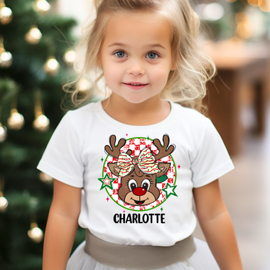 Custom Girl Reindeer with Name DTF Transfer