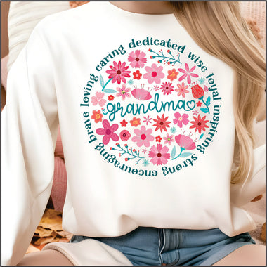 Grandma Floral Circle DTF Transfer