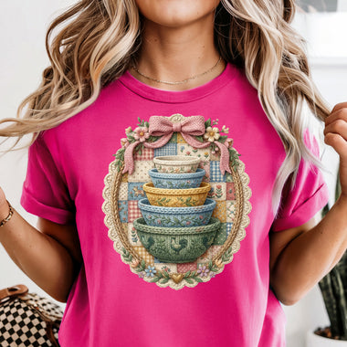 Vintage Faux Crochet Pyrex Bowls DTF Transfer