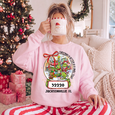 Custom Christmas Mean Guy Life is better in a small town DTF Transfer