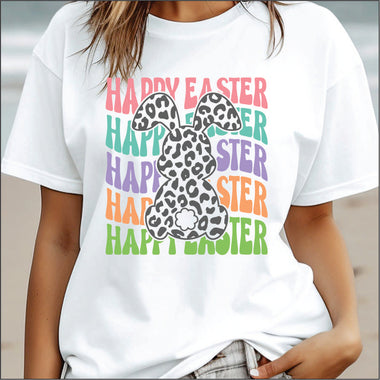 Happy Easter Multi color w Bunny DTF Transfer