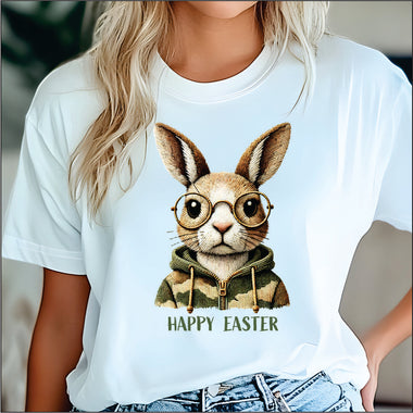 Happy Easter Camo Sweatshirt Bunny DTF Transfer
