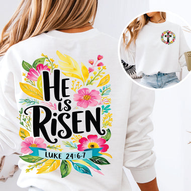 He is Risen Floral Back & Pocket DTF Transfer