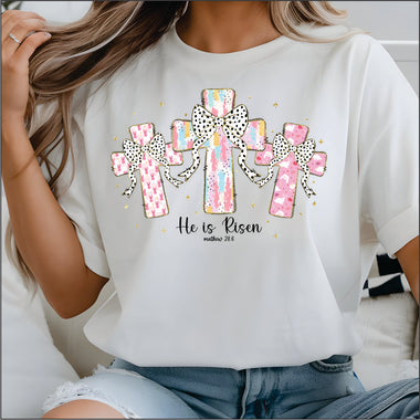 He is Risen Pattern Cross DTF Transfer