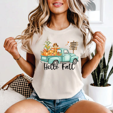 Hello Fall Blue Truck