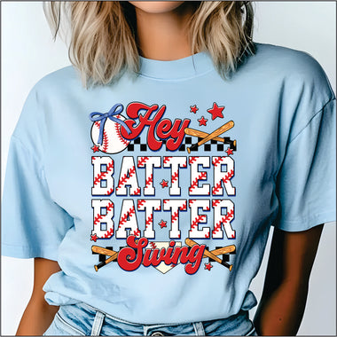 Hey Batter Batter Swing w Bats DTF Transfer