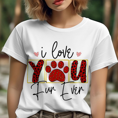 I Love You Fur Ever Paw Prints DTF Transfer