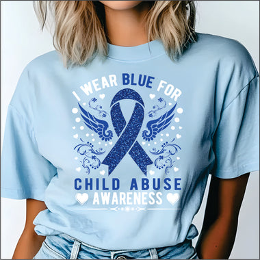 I Wear Blue for Child Abuse Awareness DTF Transfer