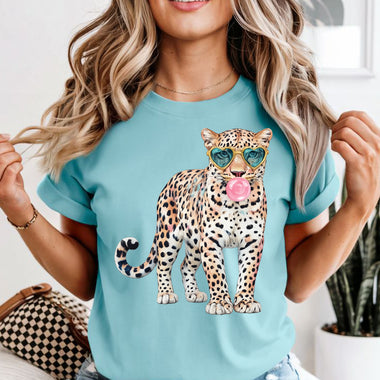 Glam Jaguar with Glasses DTF Transfer