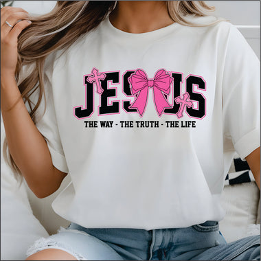 Jesus Pink Bow DTF Transfer