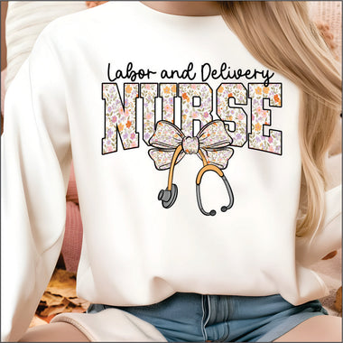 Labor and Delivery Nurse Floral DTF Transfer