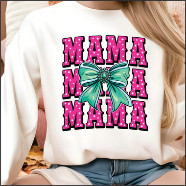 Mama Turquoise Bow DTF Transfer