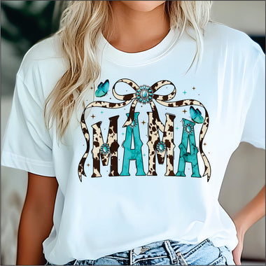 Mama Western Turquoises & Cow DTF Transfer