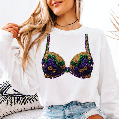 Faux Rhinestone Mardi Gras Bra