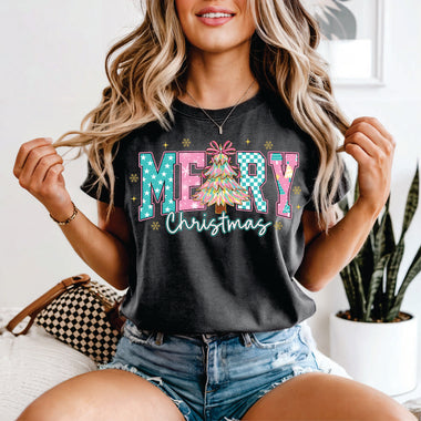 Merry Christmas Pattern font & Brushstroke Tree