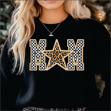 Mom Check & Leopard Star DTF Transfer