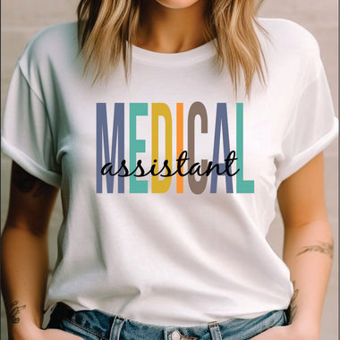 Multi Color Medical Professional Medical Assistant DTF Transfer