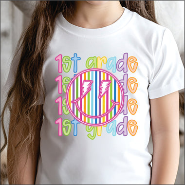 Neon Smiley First Grade DTF Transfer