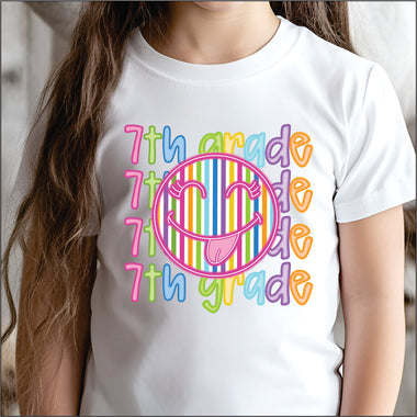 Neon Smiley Seventh Grade DTF Transfer