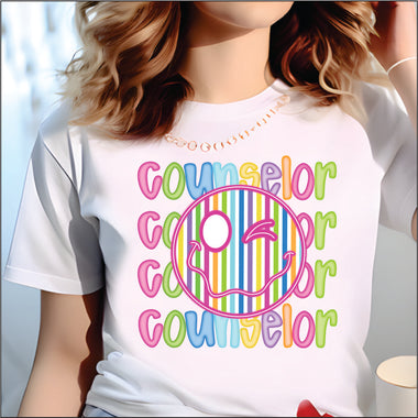 Neon Smiley Counselor DTF Transfer