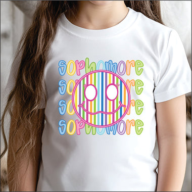 Neon Smiley Sophomore DTF Transfer