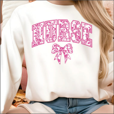 Pink Floral Nurse DTF Transfer