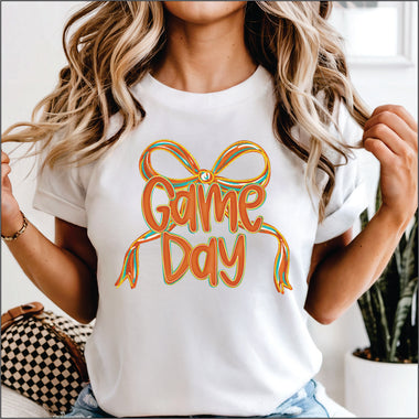 Orange Bow Game Day DTF Transfer