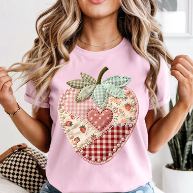 Patchwork StrawberryDTF Transfer