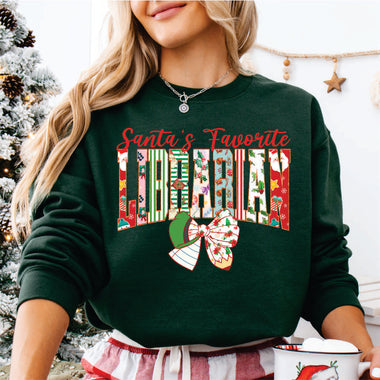 Christmas Pattern Santa's Favorite Libraian