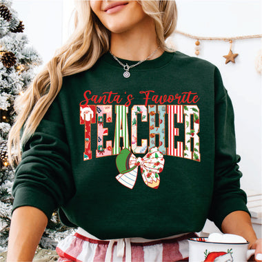 Christmas Pattern Santa's Favorite Teacher