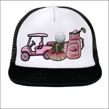 Pink Golf Cluster Faux Embroidery DTF Hat Patch