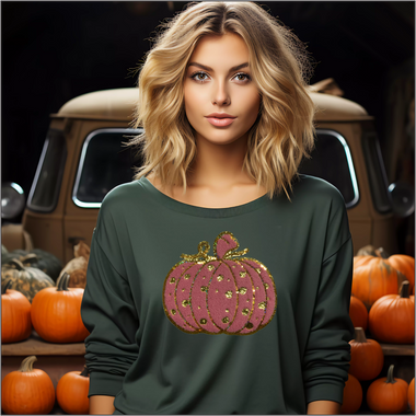 Pink and Gold Pumpkin Chenille Patch