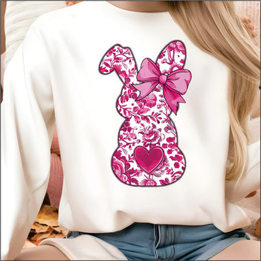 Pink Floral Bunny DTF Transfer