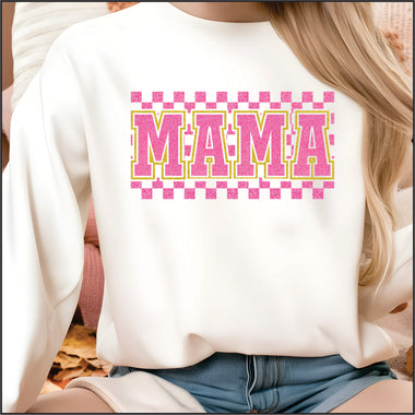 Pink Glitter Check Mama DTF Transfer