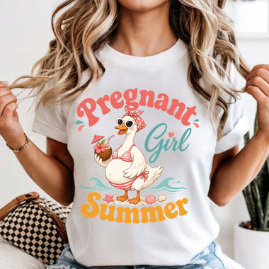 Pregnant Girl Summer Goose DTF Transfer