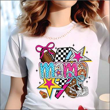 Retro Neon Football Mama DTF Transfer