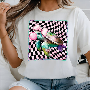 Sea Turle Check DTF Transfer