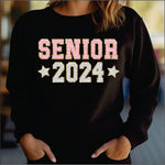 Senior 2024 Pink and White Faux Chenille  DTF Transfer