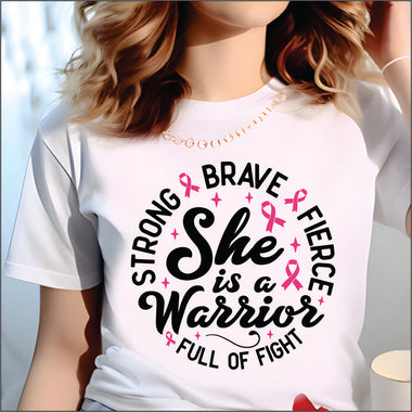 She Is A Warrior Breast Cancer Awareness DTF Transfer