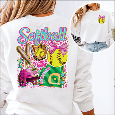 Softball cluster 2 part DTF Transfer