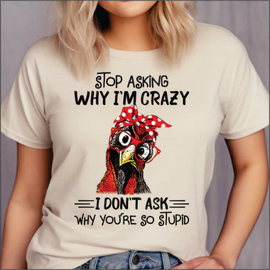 Stop Asking Why I'm Crazy I Don't Ask Why You're Stupid DTF Transfer