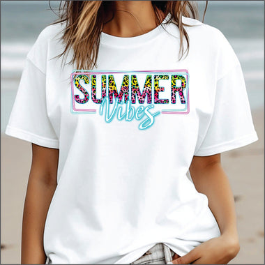 Summer Vibes Faux Neon DTF Transfer