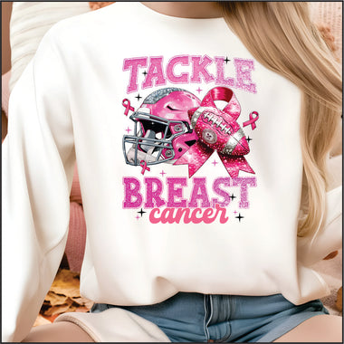 Tackle Breast Cancer Helmet and Football DTF Transfer