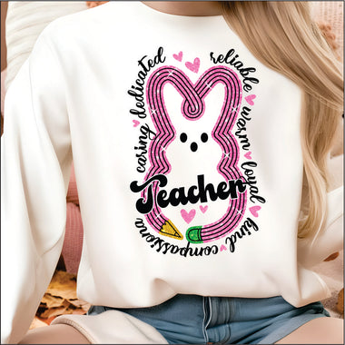 Teacher Pencil Bunny DTF Transfer
