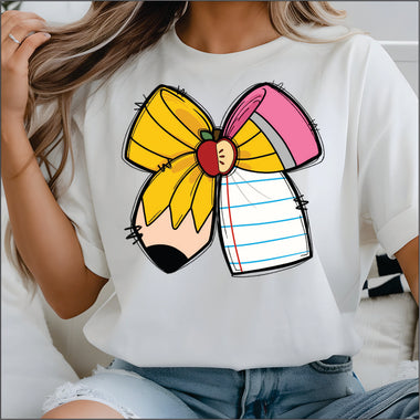 Pencil & Paper Bow DTF Transfer