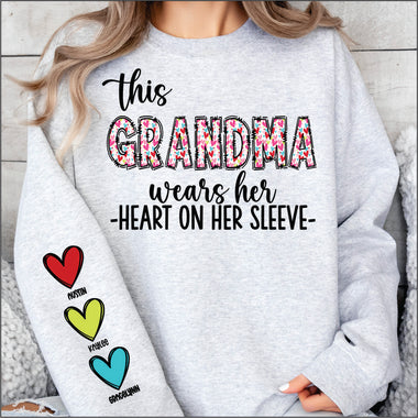 Custom This Grandma Wears her Heart on her Sleeve DTF Transfer