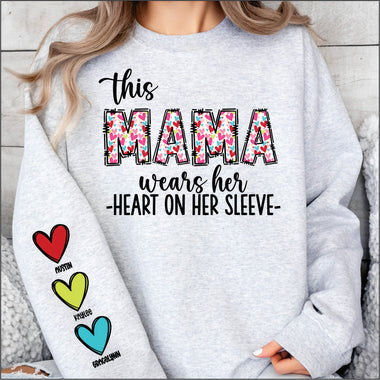 Custom This Mama Wears her Heart on her Sleeve DTF Transfer