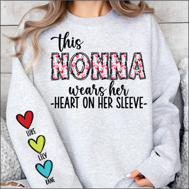 Custom This Nonna Wears her Heart on her Sleeve DTF Transfer